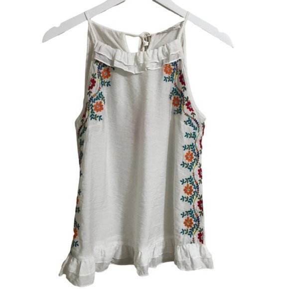 THML Tops - NEW THML White Embroidered Sleeveless Blouse Size S